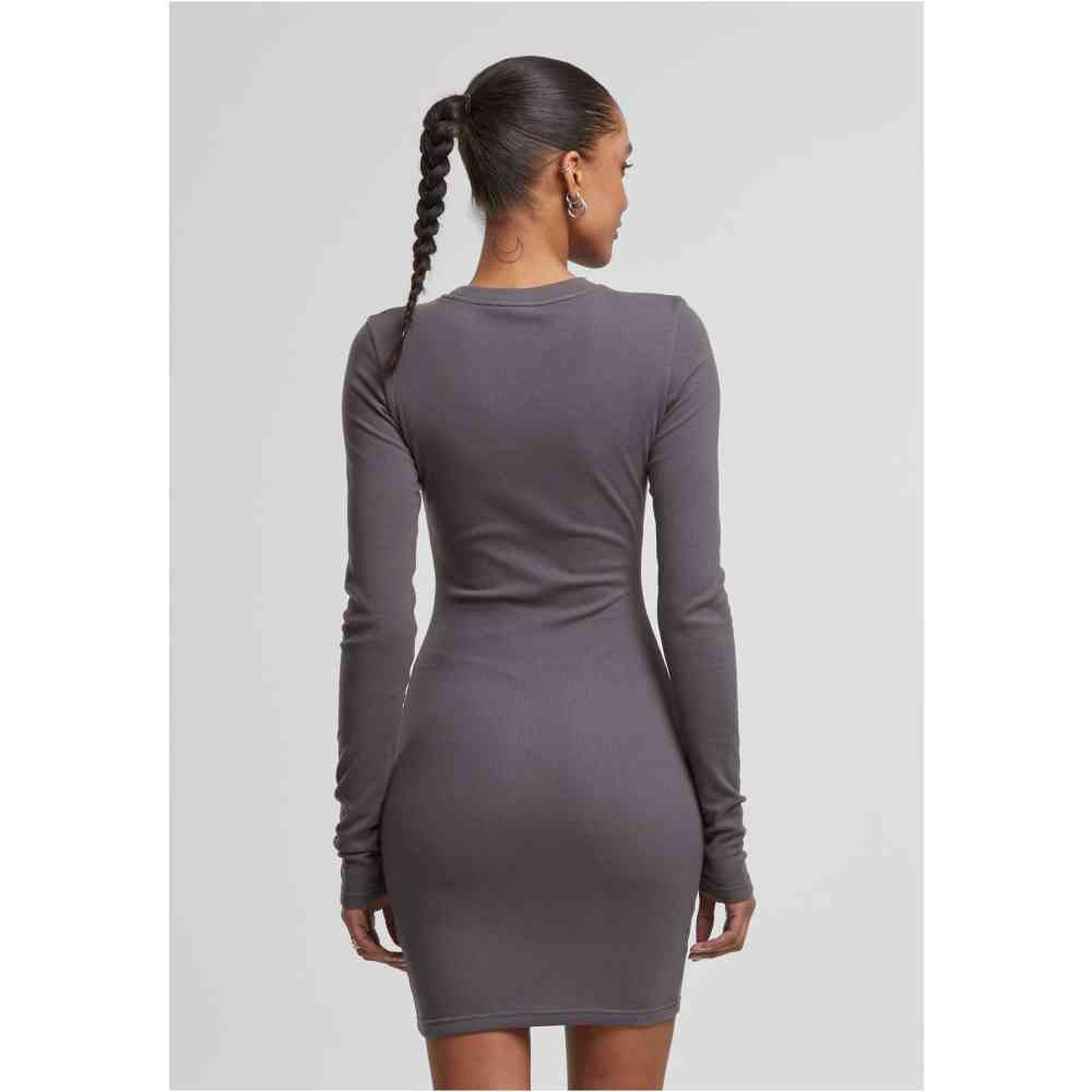 Urban Classics - Cozy Rib Jersey Bodycon jurk - Grijs